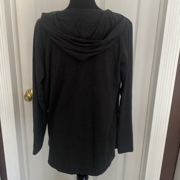 Charcoal Dark Gray Heather Lightweight Cardigan Dog Paw Print Wings Sz L NWOT - Picture 6 of 9